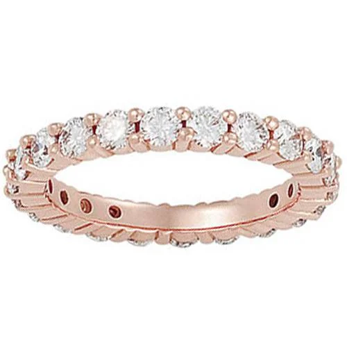 Rings with crescent moon for lunar charm -2ct Diamond Eternity Ring 14K Rose Gold