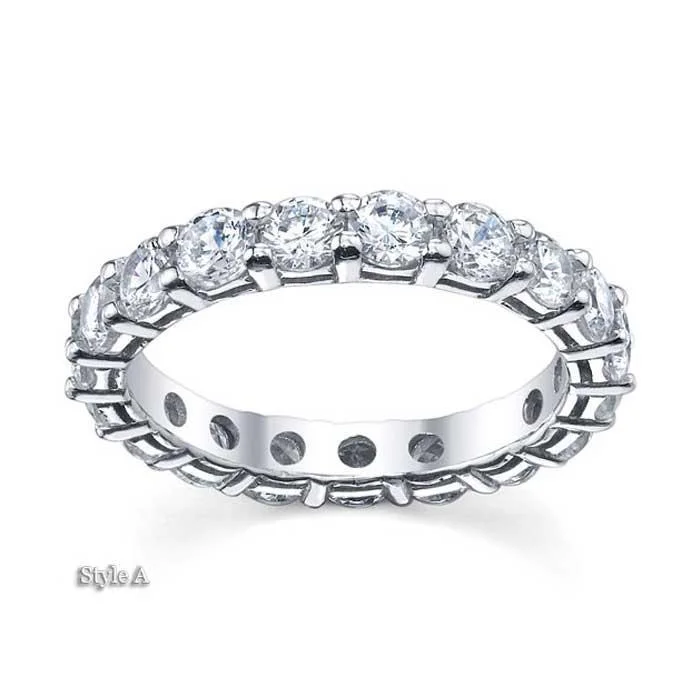 Rings with hammered silver for rustic appeal -3.5mm Forever One Moissanite Round Eternity Ring, 3.04cttw