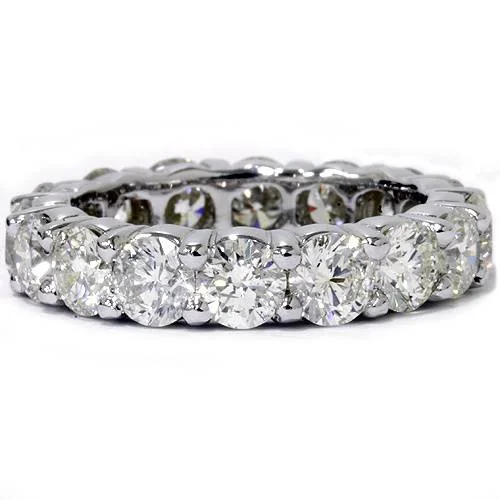 Rings with smoky quartz for muted elegance -5ct Prong Diamond Eternity Ring 14K White Gold