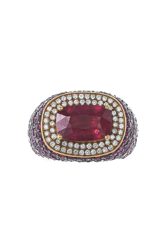 Rings with pave ruby for dazzling sparkle -Diamond Ruby Ring