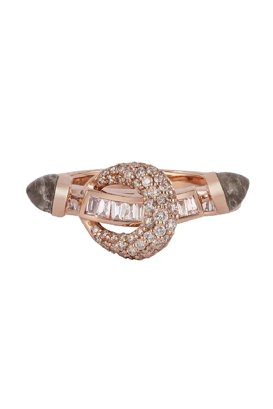 Rings with knot motifs for symbolic love -Diamond Chakra Ring - Rose Gold