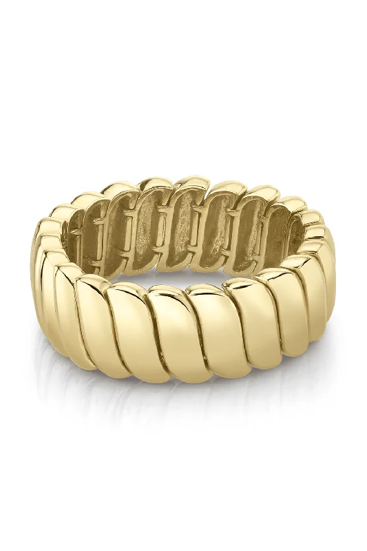 Chunky rings with hammered gold band texture -Zoe Ring