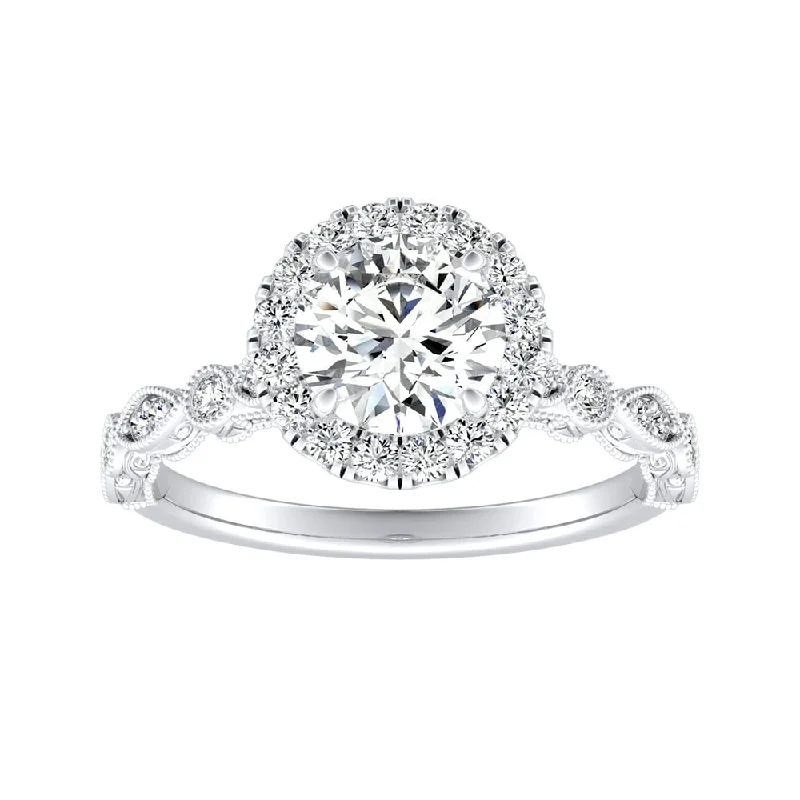 Rings with floral halo diamond arrangements -Auriya 14k Gold Vintage 2 1/2ct Moissanite Halo Diamond Engagement Ring 1/3ctw