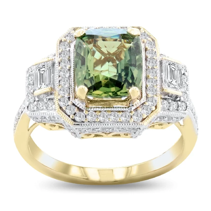 Rings with starburst topaz for radiant beauty -Auriya 14k Two Tone Gold 3ct Sapphire and 1ct TDW Diamond Ring