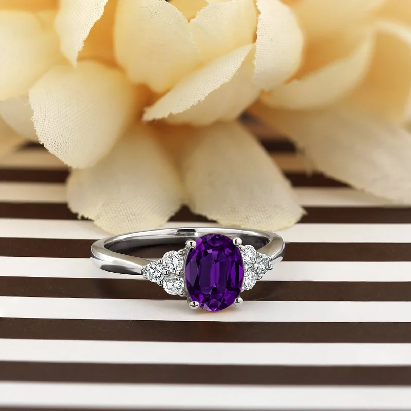 Rings with natural amber for warm glow -Auriya 5/8ct Oval Purple Amethyst and Diamond Engagement Ring 1/4ctw 14k Gold