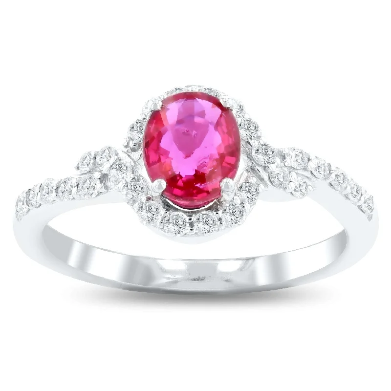 Rings with coral stones for vibrant pop -Auriya Platinum 1ct Rare Unheated Ruby and 1/4ct TDW Diamond Ring