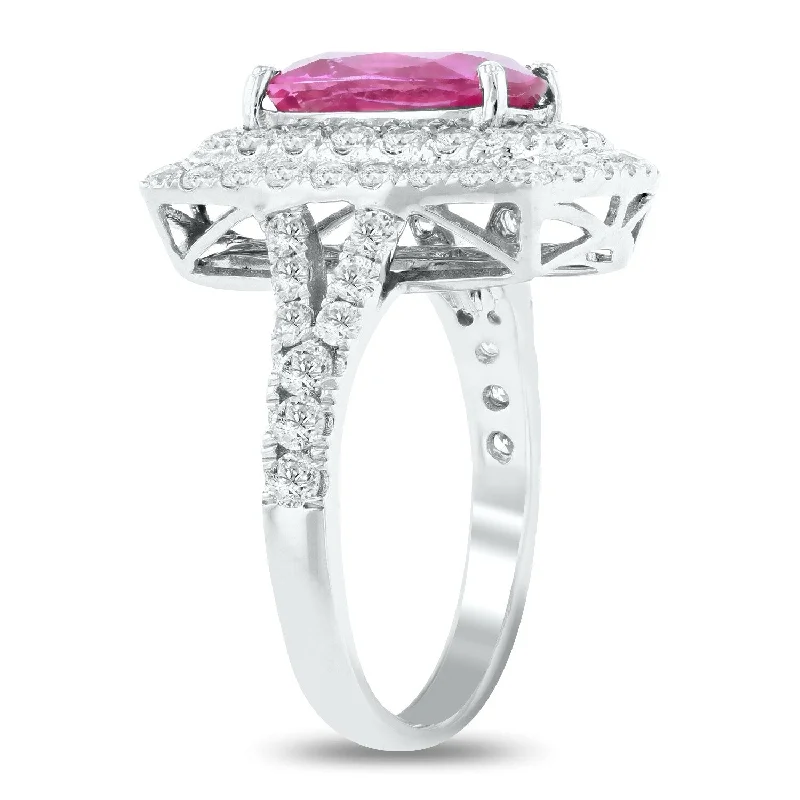 Rings with knot motifs for symbolic love -Auriya Platinum 3ct Purple Pink Sapphire and 1 1/2ct TDW Diamond Ring