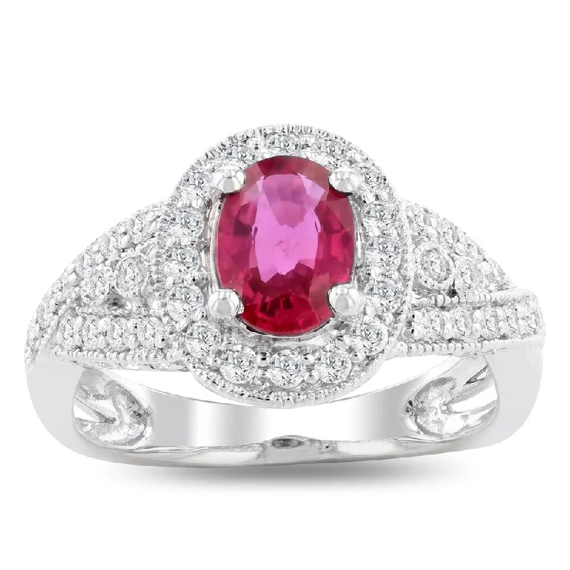 Rings with mandala engravings for spiritual vibe -Auriya Platinum Certified 1 1/5ct Rare Unheated Ruby and 3/4ct TDW Diamond Ring