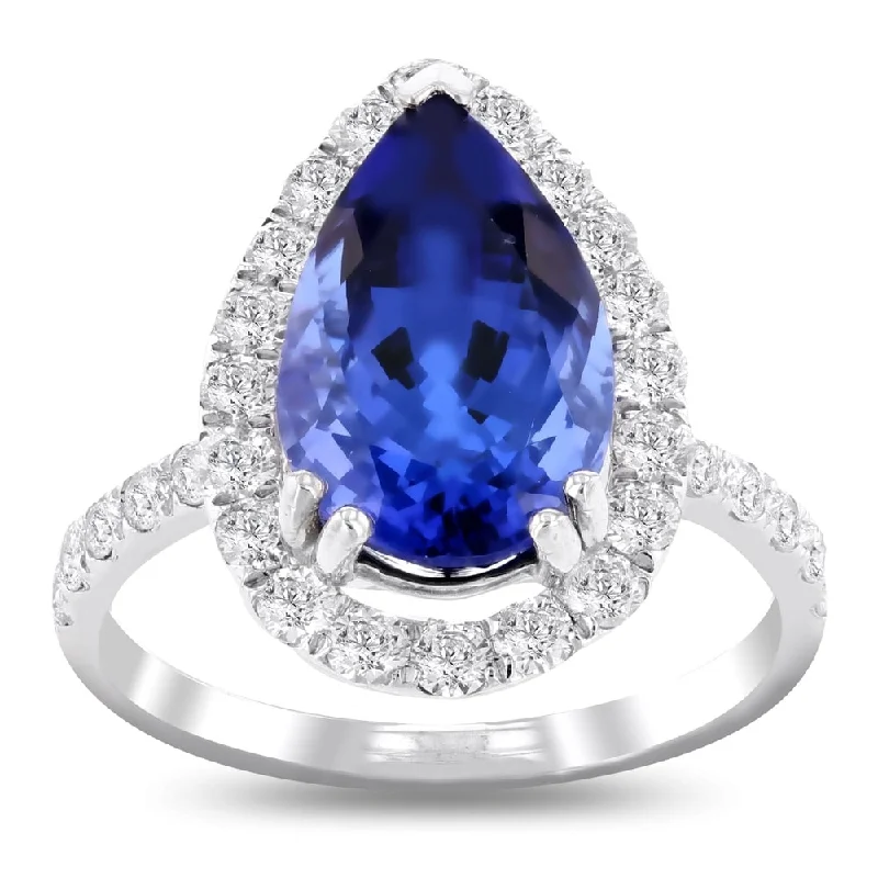 Rings with vine-wrapped bands for nature -Auriya Platinum Certified 4 5/8ct Tanzanite and 1ct TDW Diamond Ring