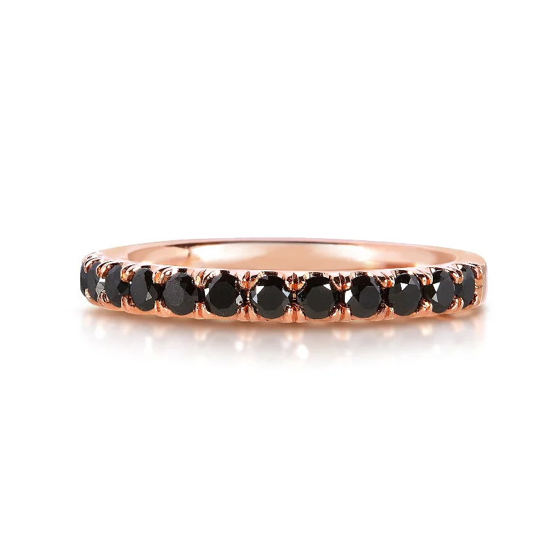 Rings with vine-wrapped bands for nature -Black Diamond French Pave