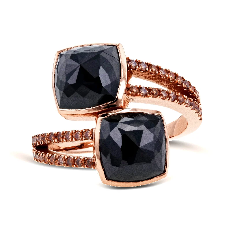 Rings with engraved constellations for stargazers -Black & Rose Toi et Moi Crossover