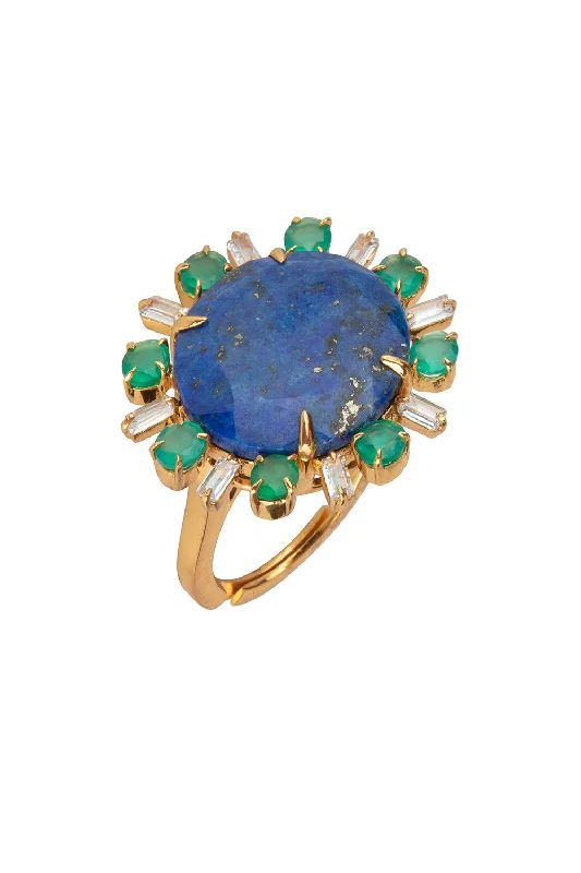 Rings with natural amber for warm glow -Lapis Elsa Ring