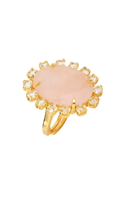 Rings with pink sapphire for delicate charm -Rose Quartz Adelaide Ring