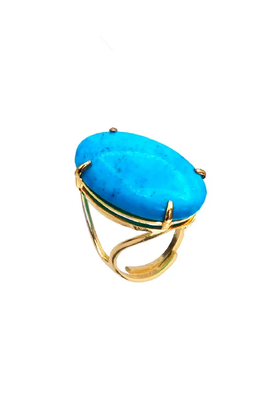 Rings with carved onyx for bold sleekness -Turquoise Celine Ring