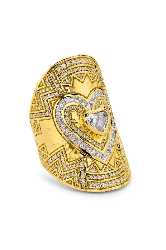 Titanium rings with rugged brushed metal look -Heart Diamond Wrap Ring