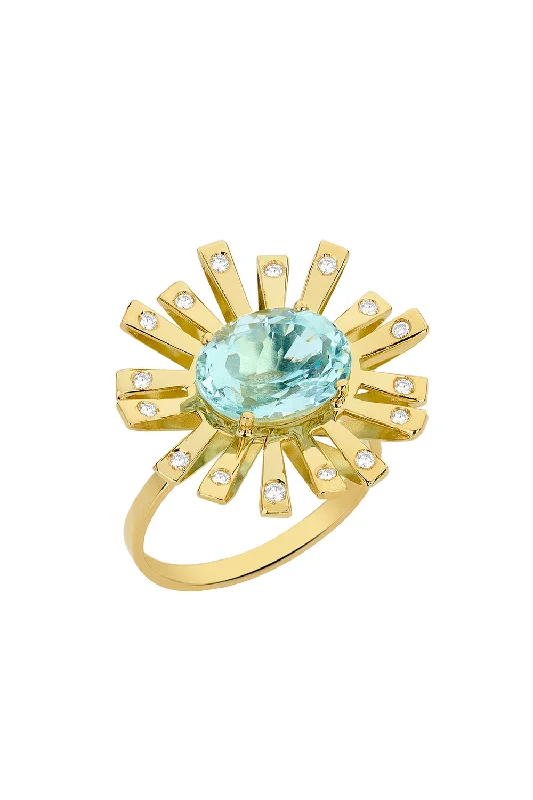 Rings with delicate filigree sapphire settings -Blue Topaz Sunshine La Belle Ring