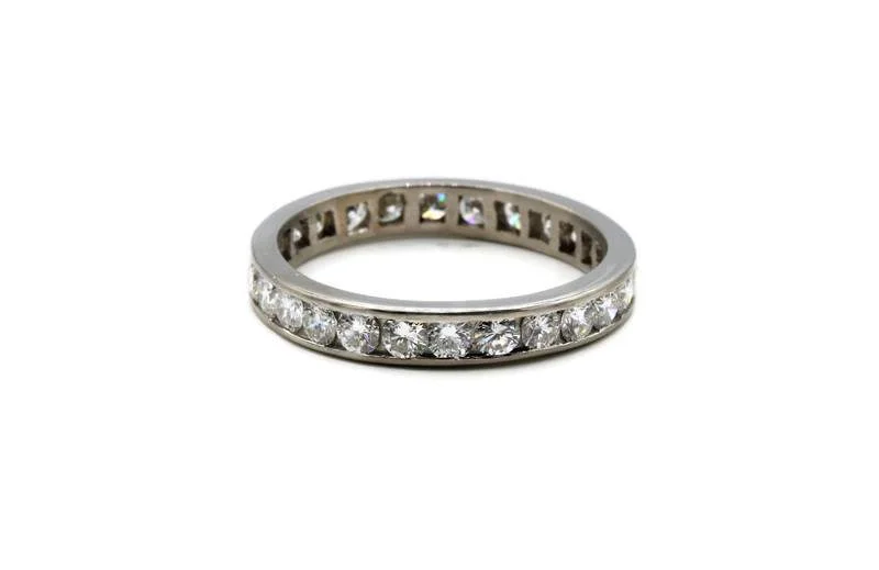 Rings with moonstone gems for ethereal glow -CHANNEL SET DIAMOND ETERNITY BAND