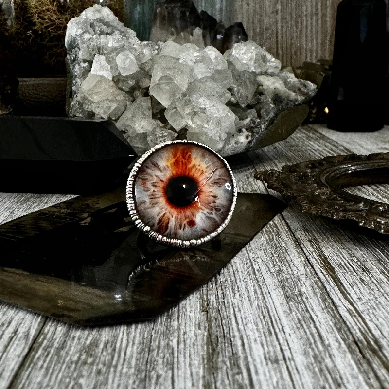 Rings with branch-inspired bands for organic -Glass Eye Ring Silver Size 7 8 9 10 / Foxlark Collection