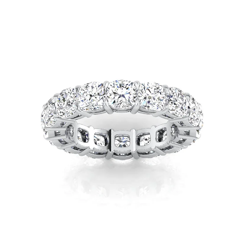 Dainty rings with subtle engraved star motifs -Cushion Cut Lab Grown Diamond Eternity Ring - 4.80cttw