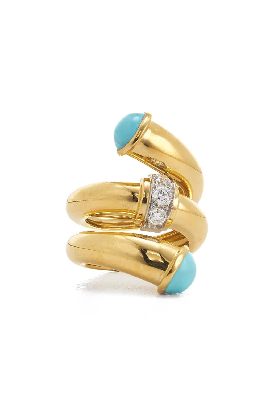 Rings with aquamarine stones for ocean charm -Turquoise Pipe Ring