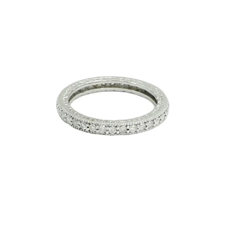 Rings with delicate filigree sapphire settings -DIAMOND ETERNITY BAND