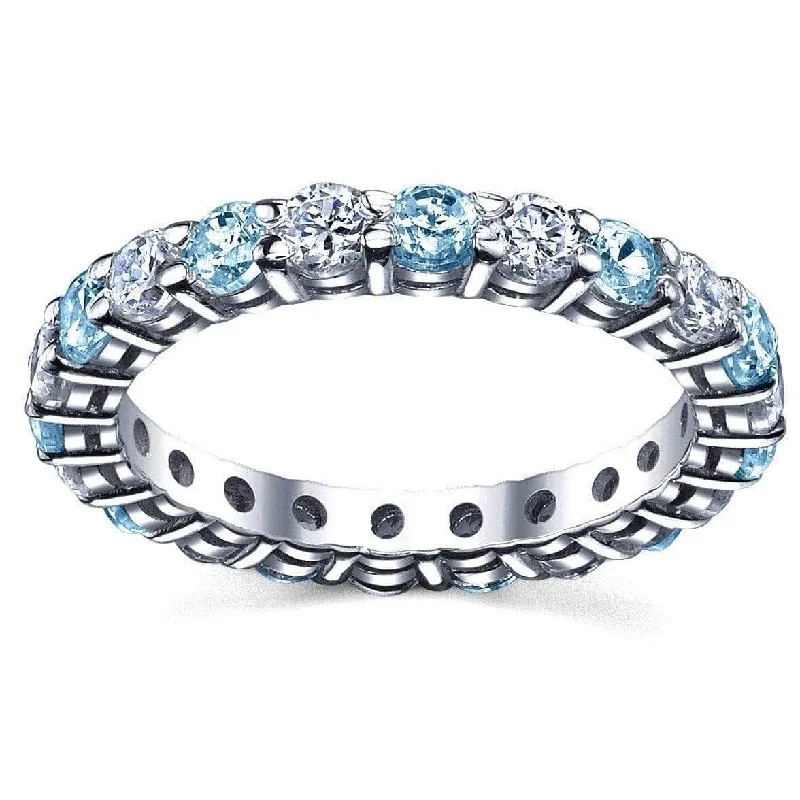 Rings with spiral designs for eye-catching twist -2.00cttw Diamond and Blue Topaz Eternity Ring