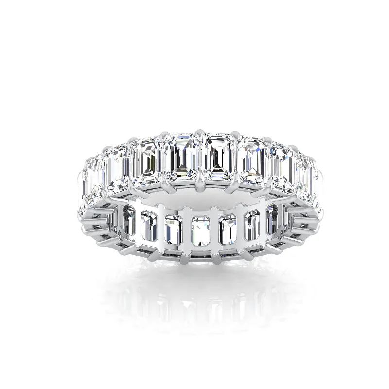 Rings with blue quartz for cool tones -Emerald Cut Lab Grown Diamond Eternity Ring - 5.25cttw