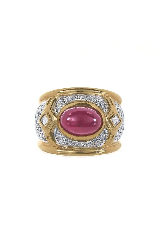 Rings with coral stones for vibrant pop -Ruby Diamond Ring