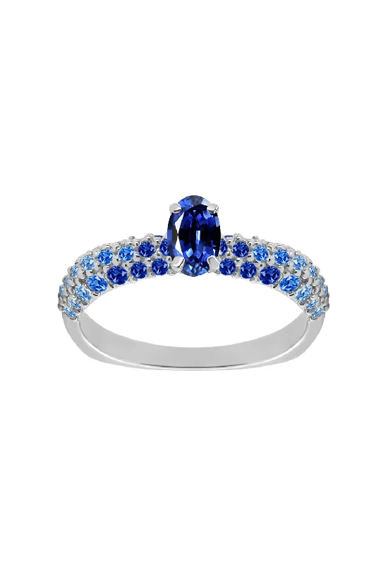 Rings with sunburst citrine for radiant appeal -Blue Sapphire Eternity Solitaire Ring