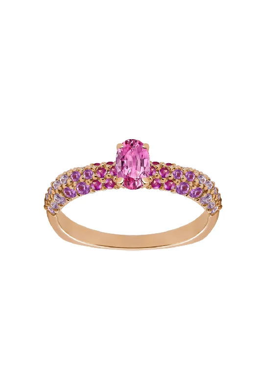 Rings with carved onyx for bold sleekness -Pink Sapphire Eternity Solitaire Ring