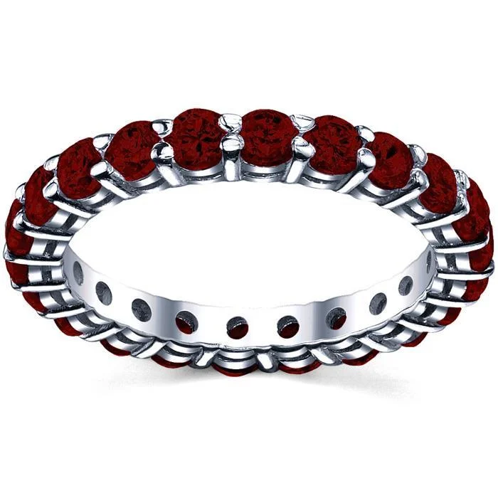 Rings with vine-wrapped bands for nature -Garnet January Birth Stone Eternity Ring