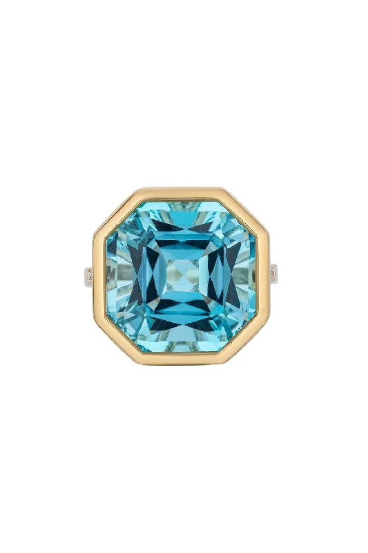 Rings with polished jade for smooth calm -Gossip Blue Topaz Diamond Ring