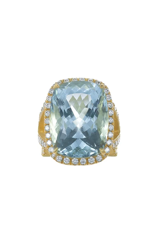 Rings with starburst topaz for radiant beauty -Aquamarine Diamond Ring