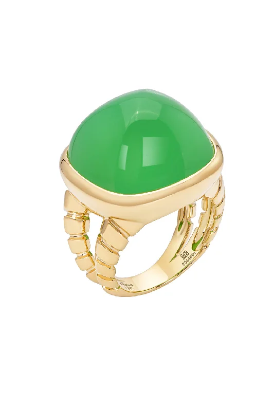 Rings with aventurine gems for green luck -Tigella Chrysoprase Ring