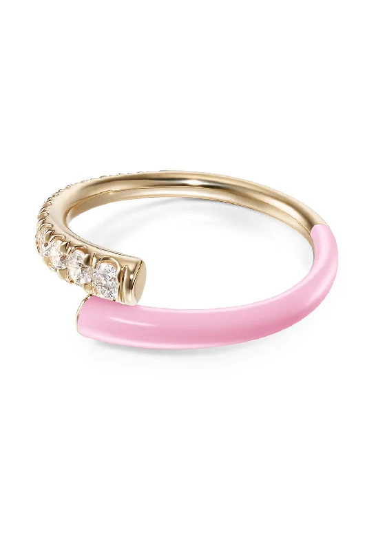 Rings with twisted rose gold band designs -Marissa Pink Lola Diamond Pinky Ring