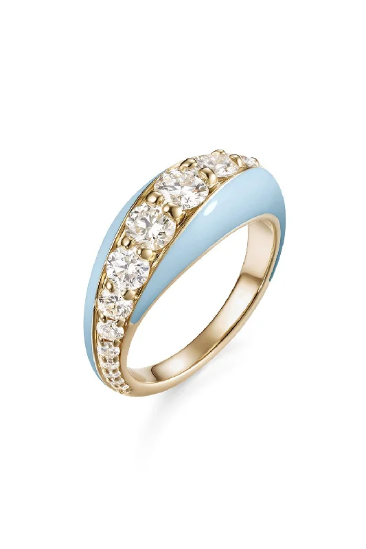 Stackable rings with mixed metal finishes -Pastel Blue Diamond Remi Ring