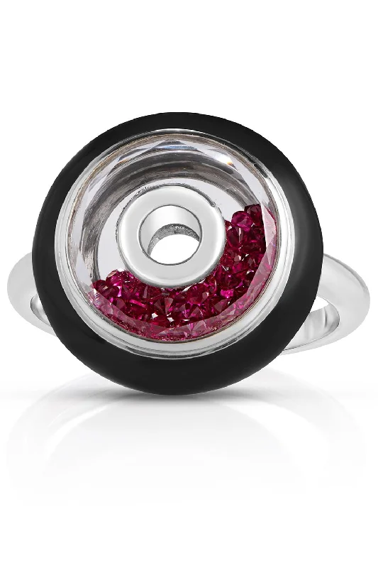 Engagement rings with classic solitaire ruby stones -Roda Enamel Ruby Ring