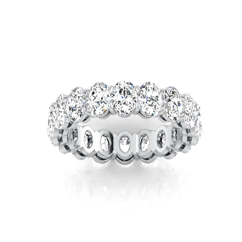 Rings with wide bands for statement wear -Oval Lab Grown Diamond Eternity Ring - 4.50cttw