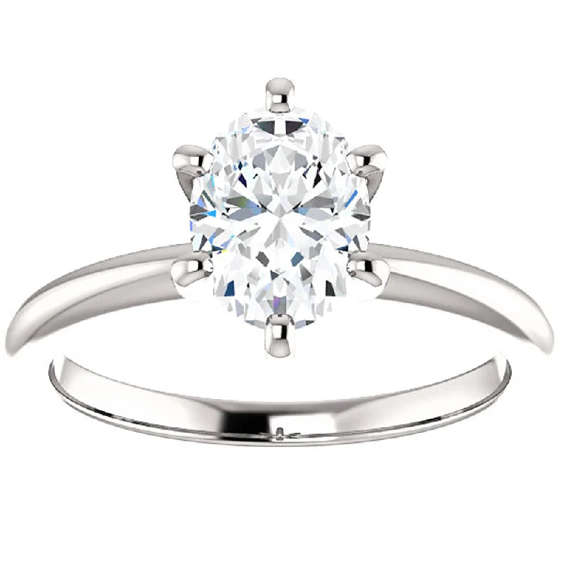 Rings with etched floral bands for detail -Platinum 1 Ct Oval Diamond Solitaire Engagement Ring