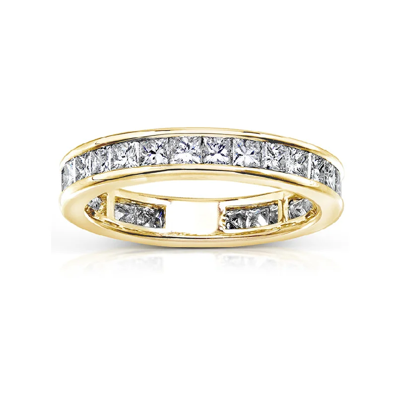 Rings with wide bands for statement wear -2ct.tw Princess Channel Eternity