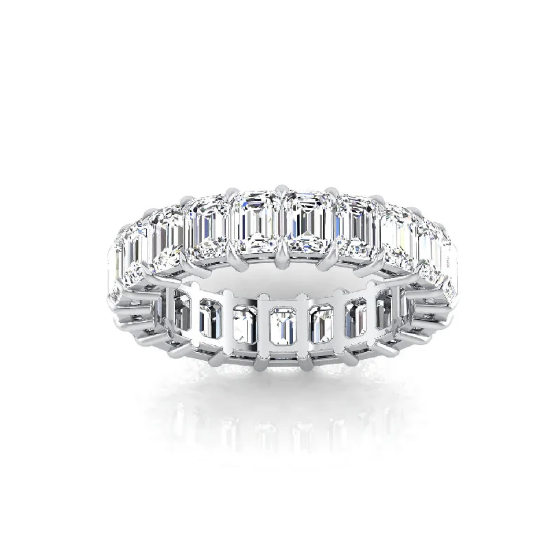 Rings with matte gold for subtle luxury -Radiant Cut Lab Grown Diamond Eternity Band - 4.41cttw