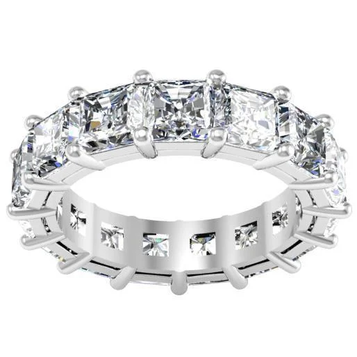 Rings with adjustable bands for perfect fit -7.00 cttw Radiant Cut Shared Prong Diamond Eternity Band