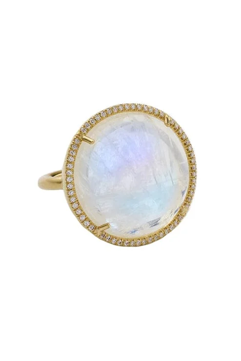 Rings with shield-shaped stones for boldness -Rainbow Moonstone Ring