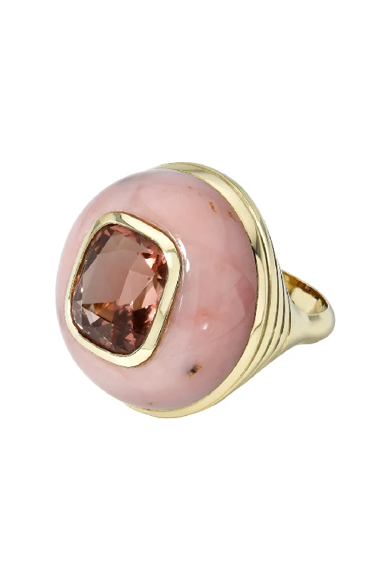 Rings with vine-wrapped bands for nature -Red Tourmaline Classic Lollipop Ring