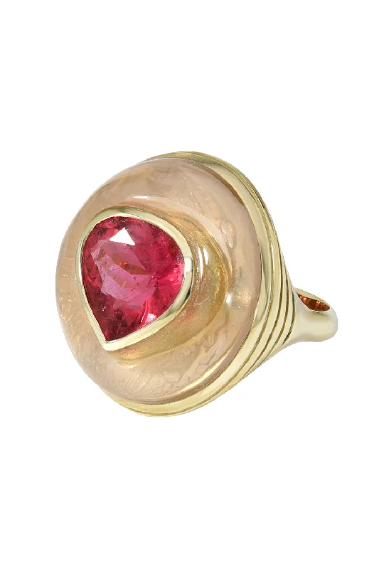 Rings with hexagon-cut stones for trendiness -Rubellite Classic Lollipop Ring