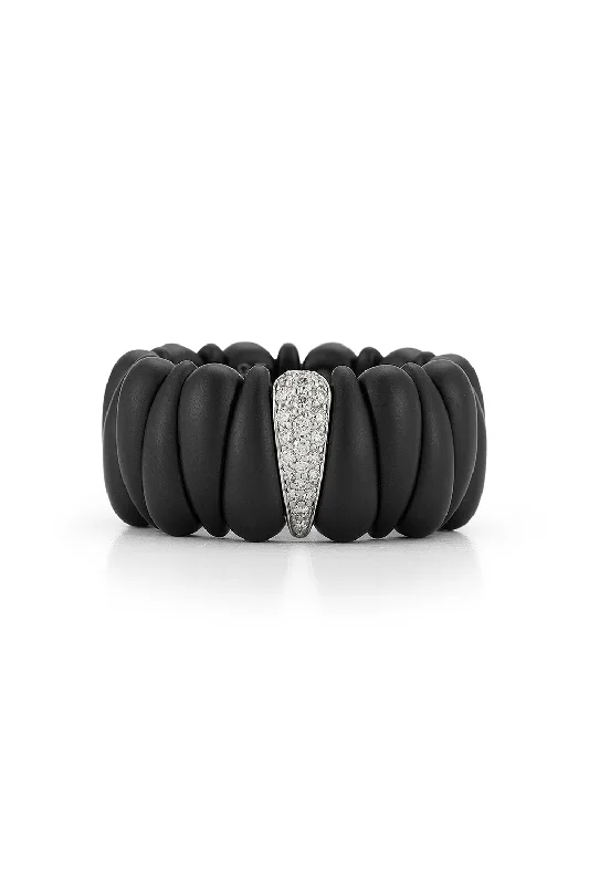 Rings with carved onyx for bold sleekness -Matte Black Diamond Artiglio Ring