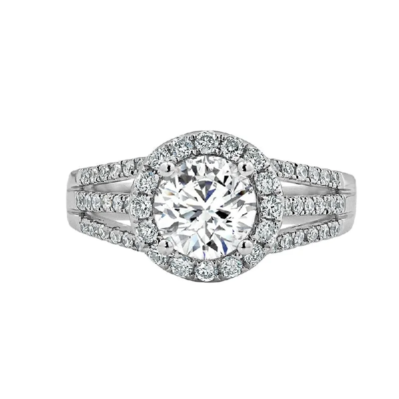 Platinum rings with sparkling sapphire center stones -Round 1 5/8ct Moissanite and 1/2ct TDW Diamond Halo Engagement Ring