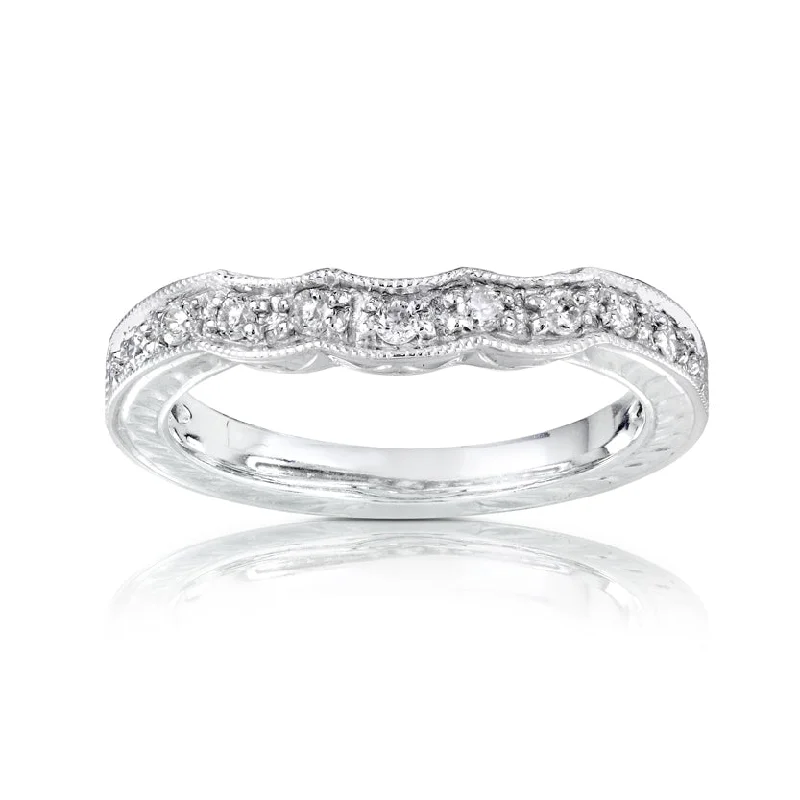 Rings with crescent moon for lunar charm -Round Diamond Band 1/5 carat (ctw) in 14K White Gold