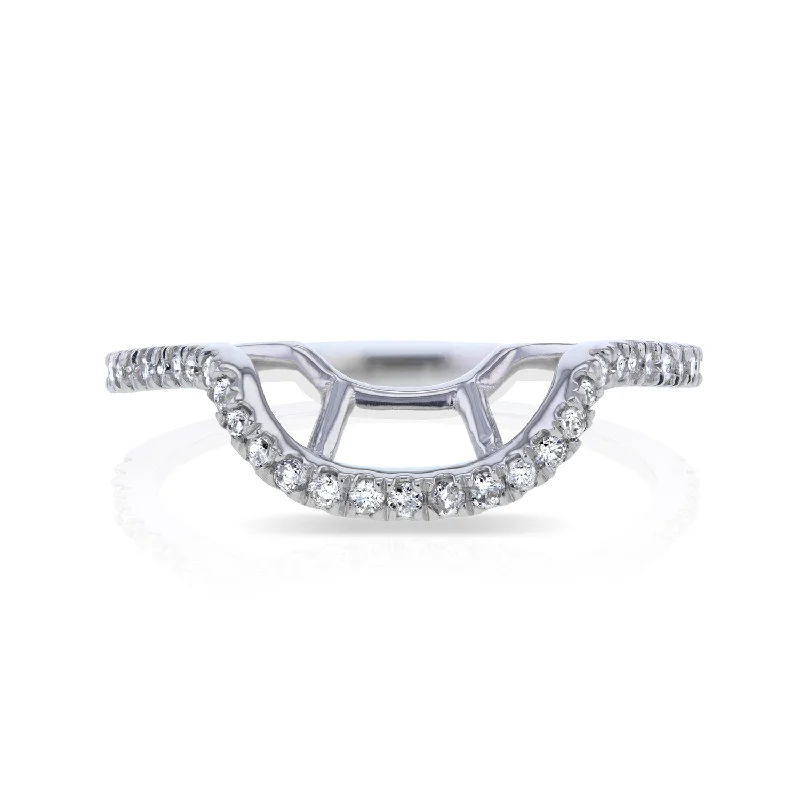 Minimalist rings with tiny diamond dot accents -Diamond Basket Band - 61767 Series