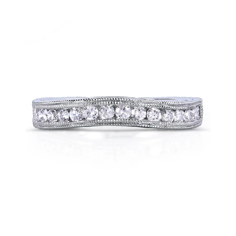 Rings with gothic-inspired skull motif details -Curved Channel Diamond Band - 61932 Series